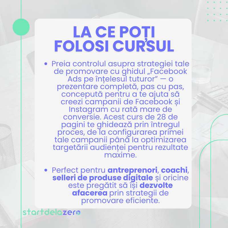 FACEBOOK ADS PE INTELESUL TUTUROR - 28 PAGINI